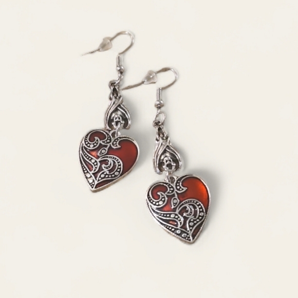 Unbranded Jewelry - Y2K Love Dripping Oil Pattern Earrings.Handmade Creative Inverted Bat Cool Love.